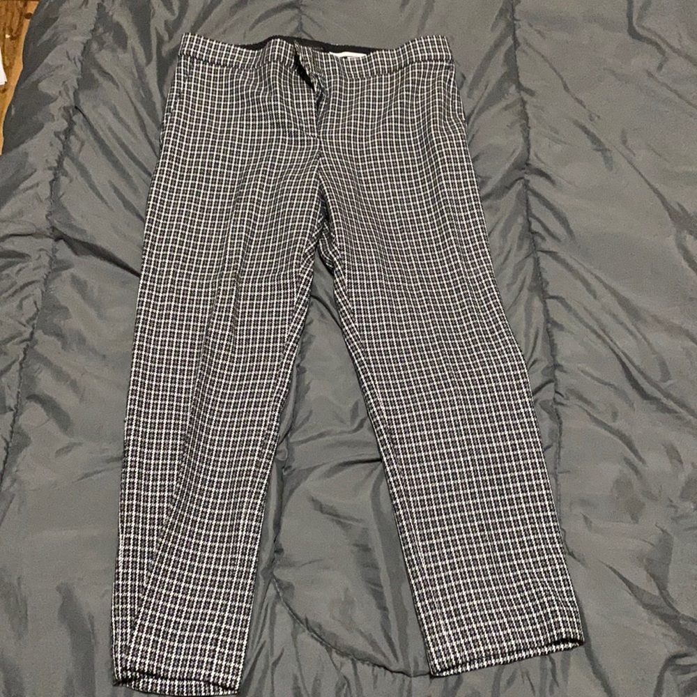Black and White Straight Leg Dress Pants